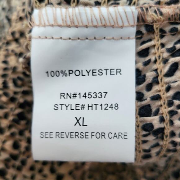 Leopard Print Top Size XL Extra Large HESPERUS LONG SLEEVE CROPPED Blouse  #007 - Picture 3 of 4